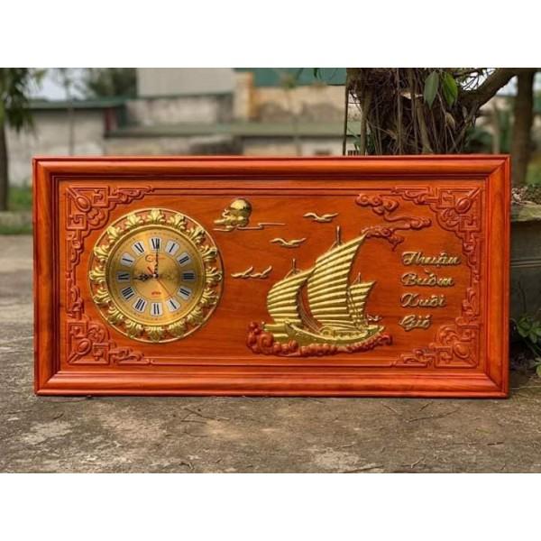 Tranh đồng hồ treo tường gỗ hương