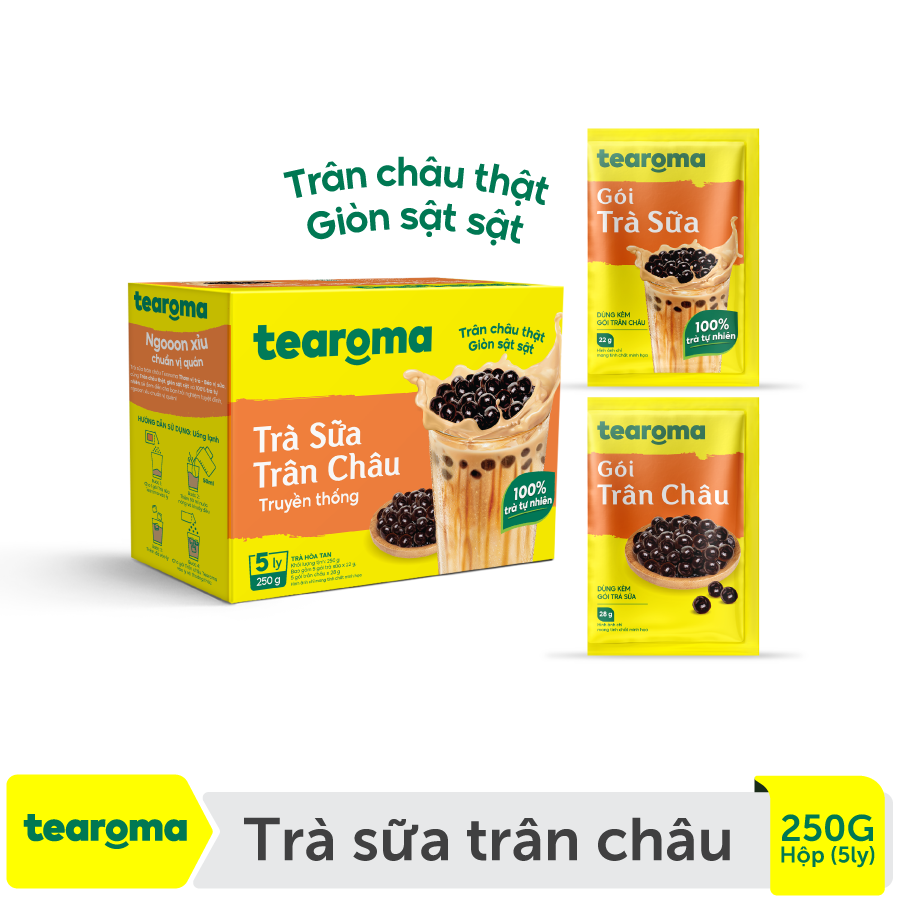 Mua 2 tặng 1 - Trà sữa trân châu Tearoma truyền thống 250g/hộp