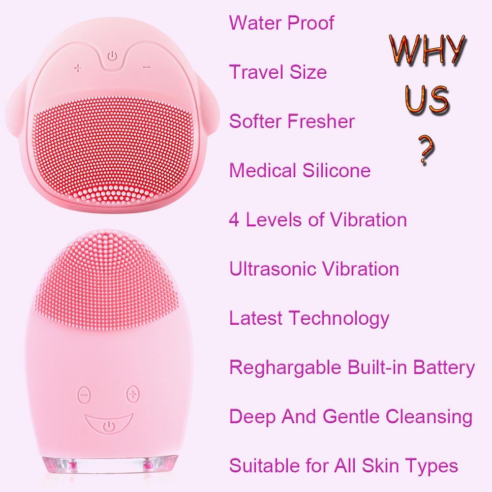 Điện Mặt Bụi Mini Silicone Vệ Sinh Thiết Bị Da Giặt Mụn Đầu Đen Lỗ Chân Lông Bàn Chải Máy Mát Xa Mặt Rung Siêu Âm Dụng Cụ