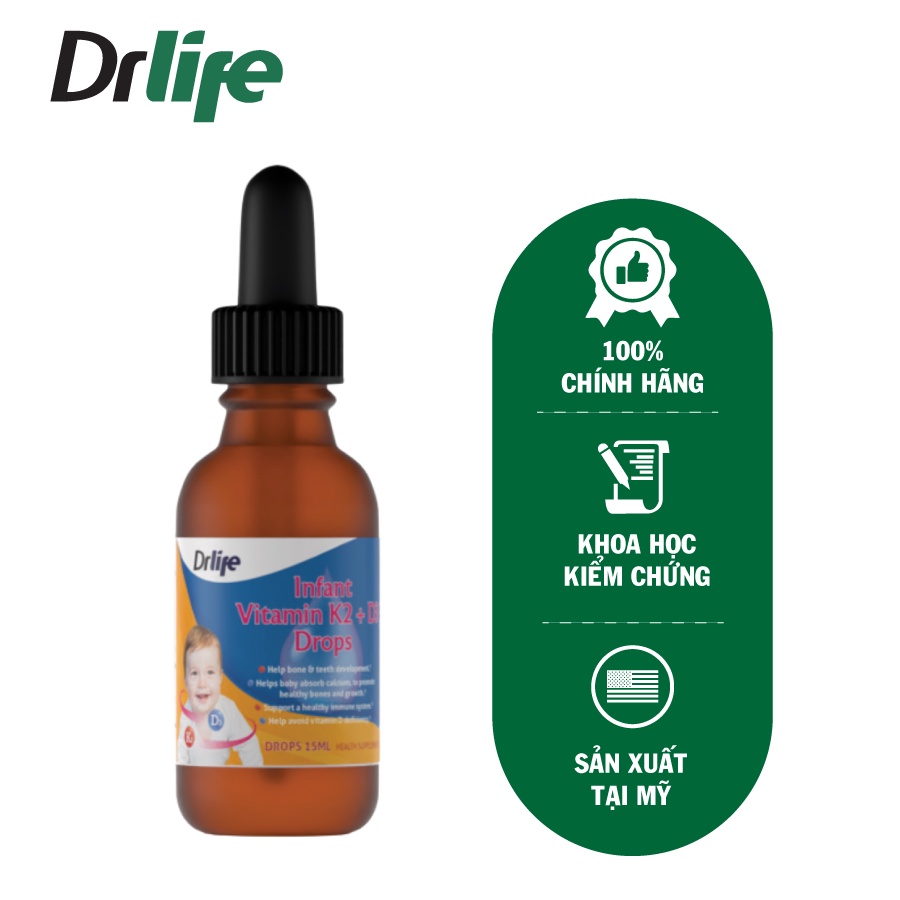 Vitamin K2 + D3 Drop bổ sung vitamin cho Trẻ Sơ Sinh, Bé Mọc Răng Chậm, Còi Xương – Dr.Life