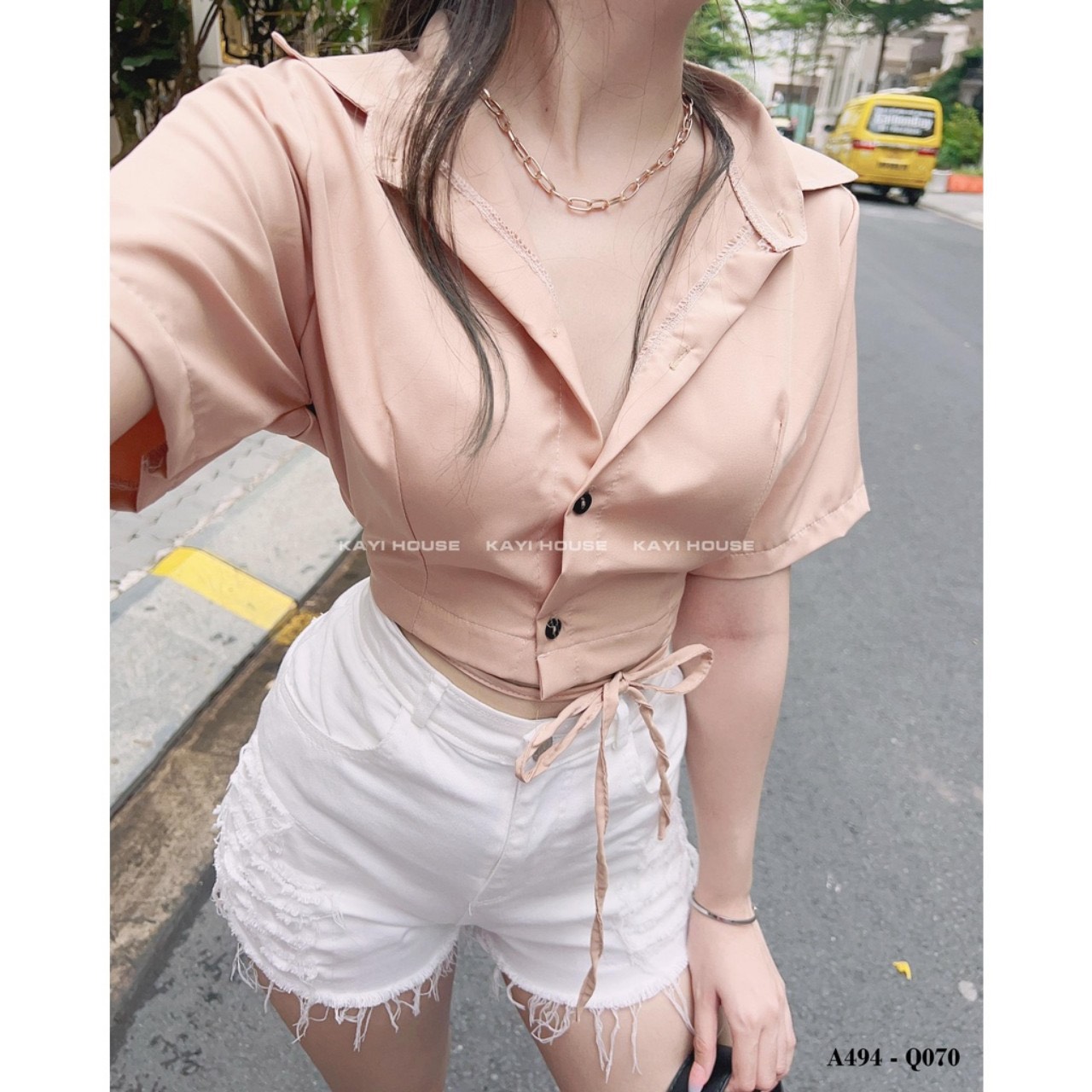 QUẦN SHORT JEAN KAKI NỮ RÁCH