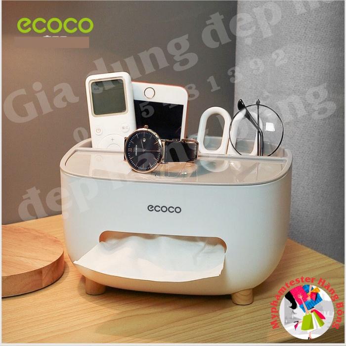 (Ecoco SIÊU RẺ) Hộp giấy để bàn Ecoco có 2 ngăn cắm phụ kiện mã 2009