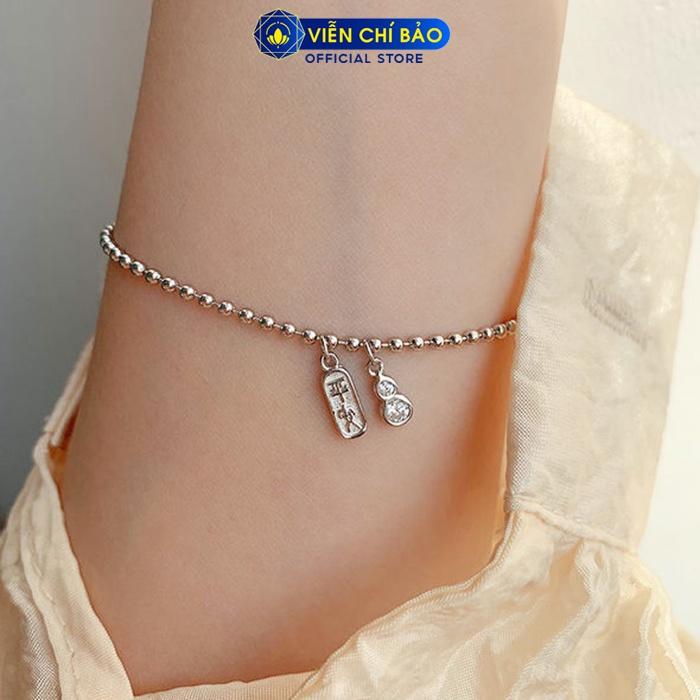 Lắc tay bạc nữ hồ lô đá trắng, vòng tay nữ bạc S925 thời trang phụ kiện trang sức nữ Viễn Chí Bảo L000270