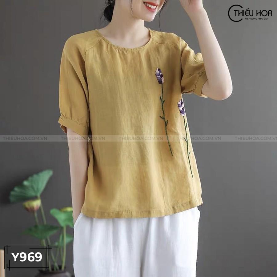 Áo nữ thiết kế đơn giản sang trọng chất vải thoáng mát dễ phối đồ THIỀU HOA Y969