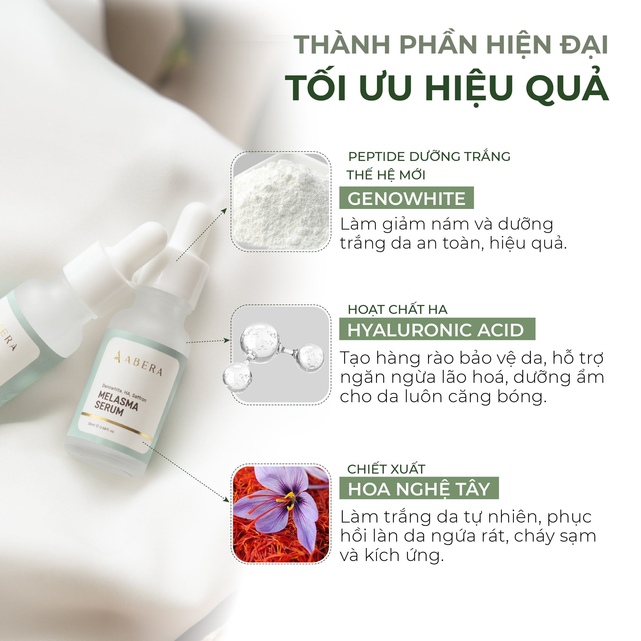 Serum Nám Da  ABERA - Mờ Nám Hiệu Quả, Dưỡng Trắng Da, Phục Hồi Làn Da Sáng Mịn Không Tì Vết