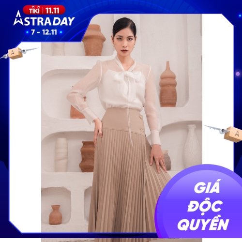 Áo Sơ Mi Nữ Công Sở Dài Tay WHITE ANT LIONNI SHIRT Thiết Kế Cổ Nơ, Chất Liệu Cupro Mềm Mịn 170300042.005