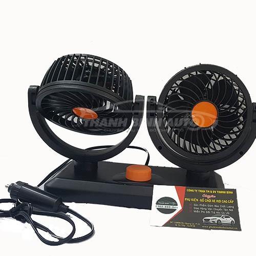 Quạt Máy Đôi Mini 12V Xoay 360 Độ Tiện Ích Trên Ô Tô
