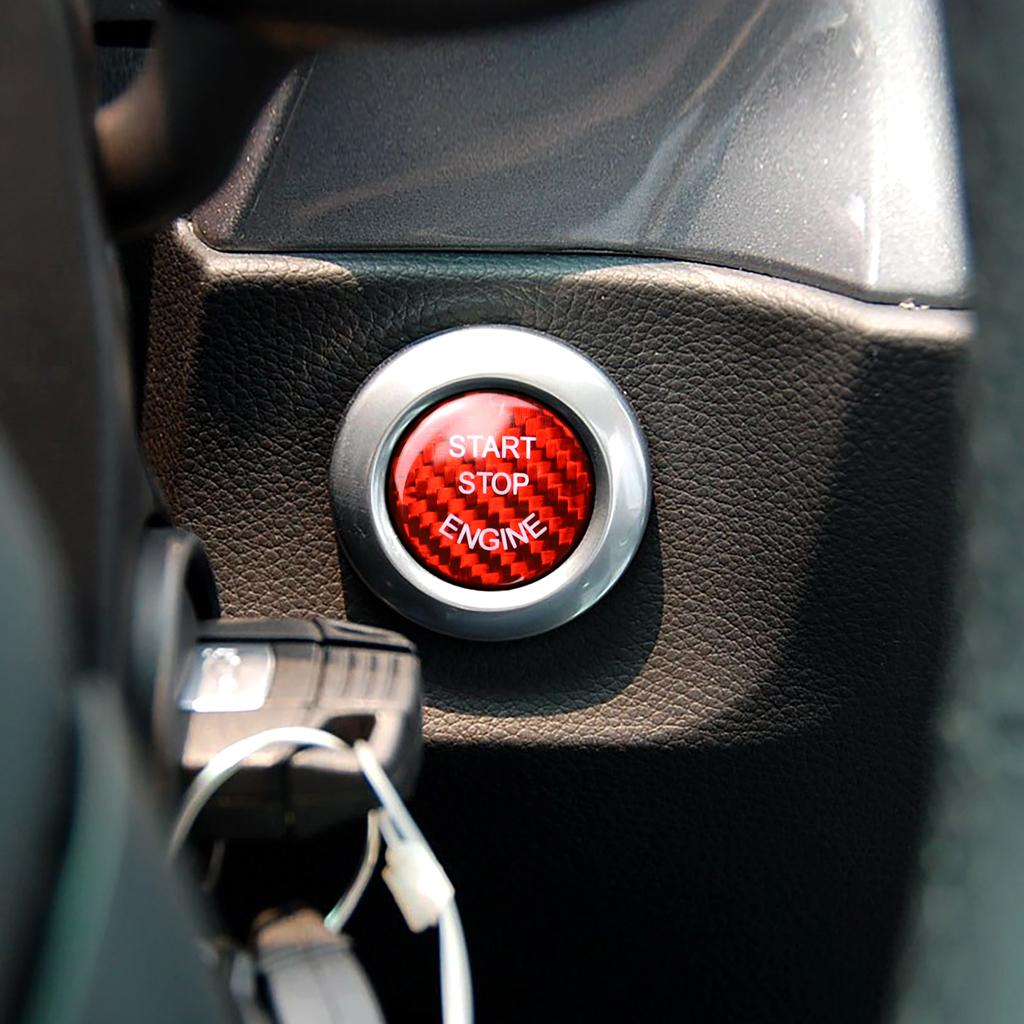 Carbon Fiber Car Engine Start Stop Switch Button Sticker Cover for  Red