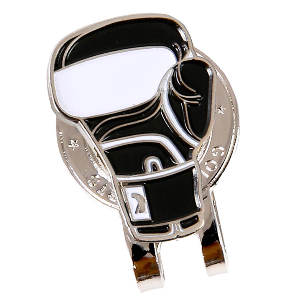 Golf Hat Clip with Detachable Magnetic Golf Ball Marker Glove Pattern Black