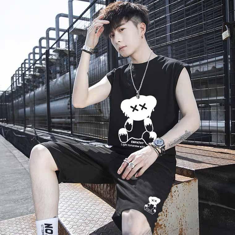 Bộ Thể Thao Nam Cộc Tay Phối Màu Cao Cấp - Bộ Xát Nách Gấu XX