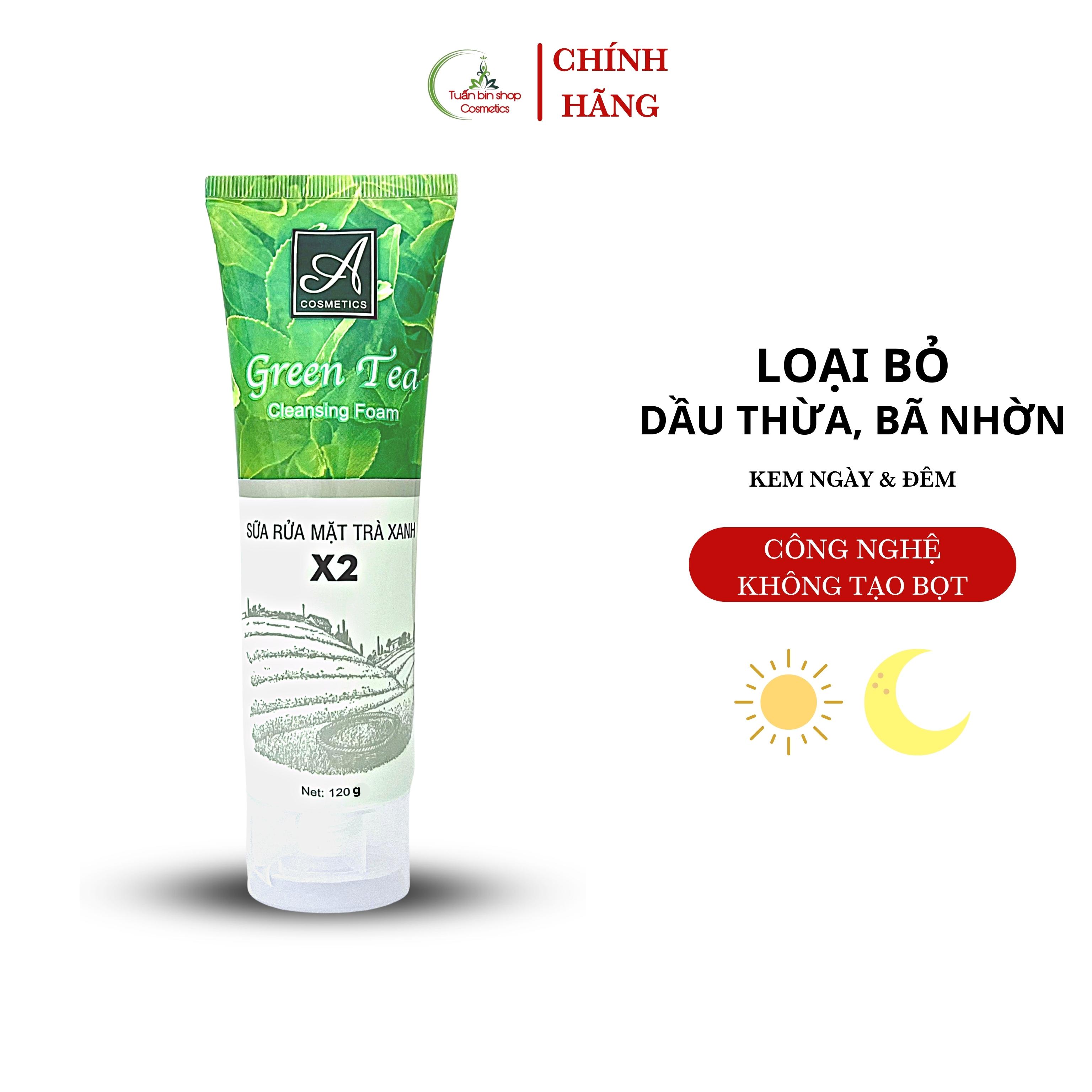 Combo kem giảm mụn, thải độc da, kiềm dầu Acosmetics, kem giảm mụn siêu tốc, detox bọt biển, sữa rửa mặt trà xanh x2 220g