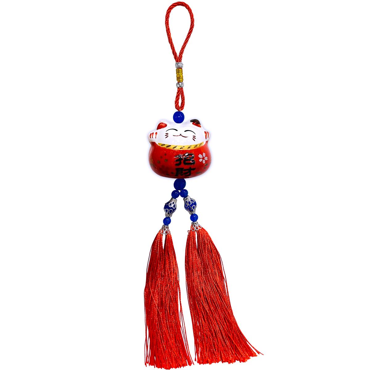 Dây Mèo May Mắn Treo Xe - Màu Đỏ