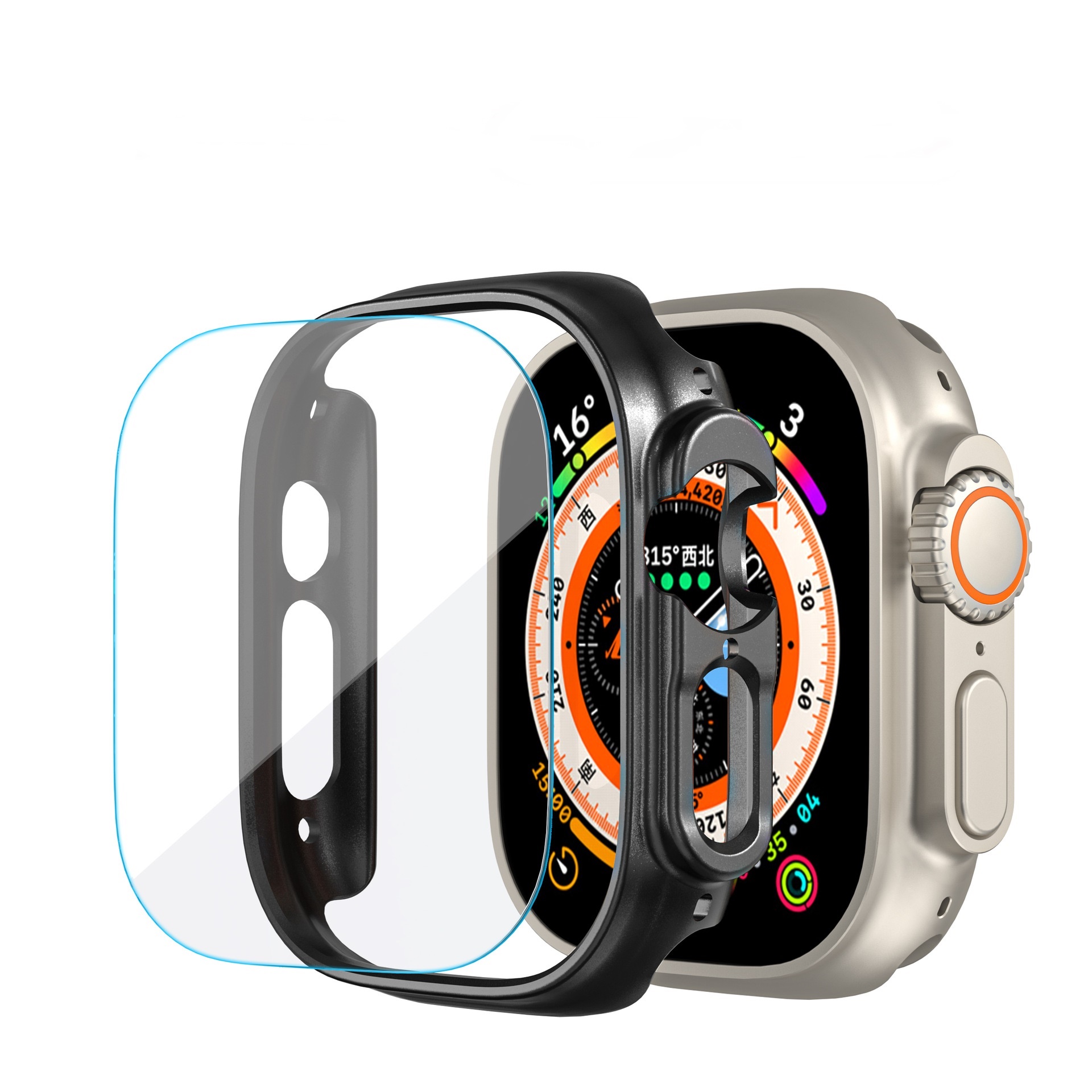 Case Ốp PC Kai Kèm Dán Màn Hình Cường Lực Dành Cho Apple Watch Ultra 49mm_ Hàng Chính Hãng