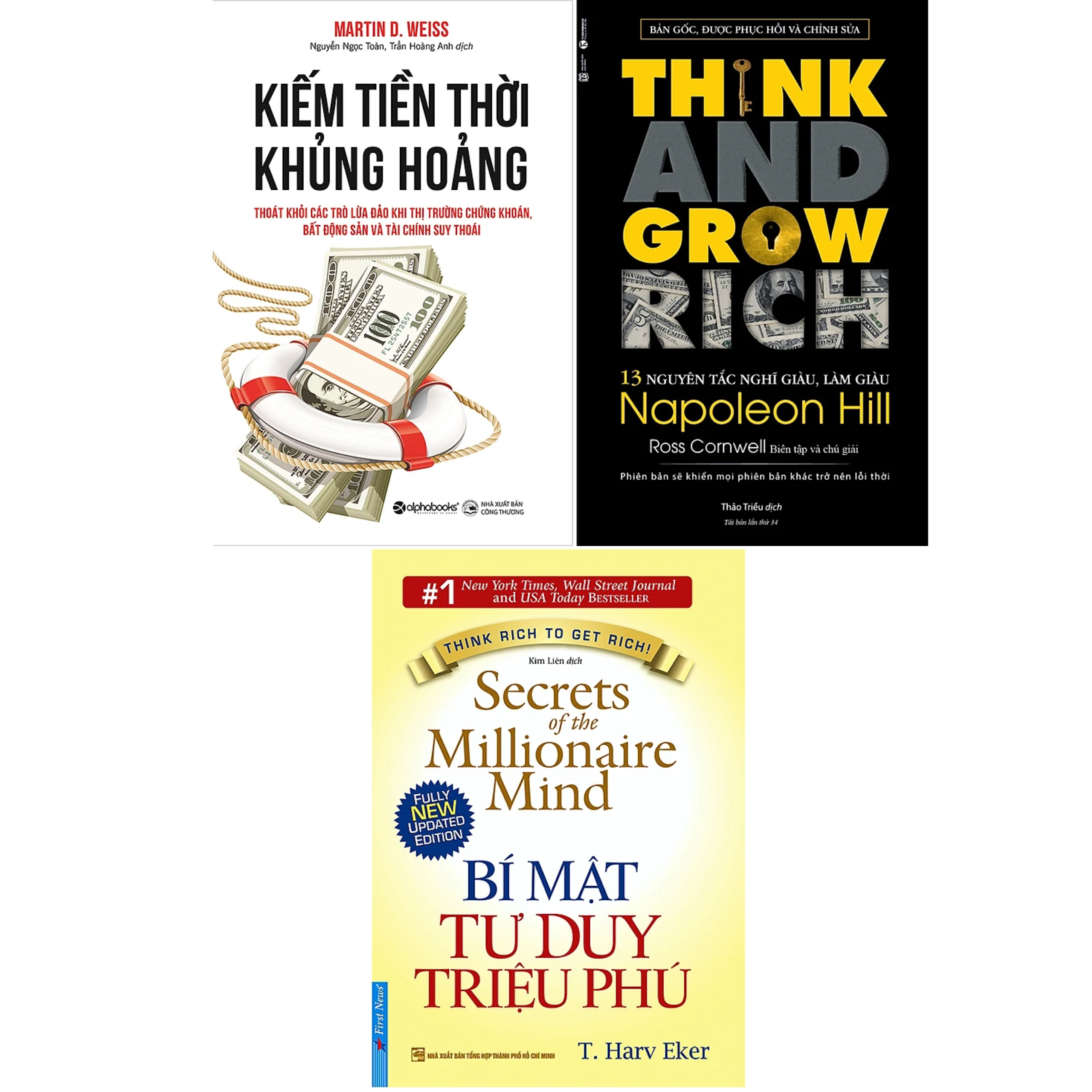 Combo 3Q: Kiếm Tiền Thời Khủng Hoảng + Bí Mật Tư Duy Triệu Phú + 13 Nguyên Tắc Nghĩ Giàu Làm Giàu