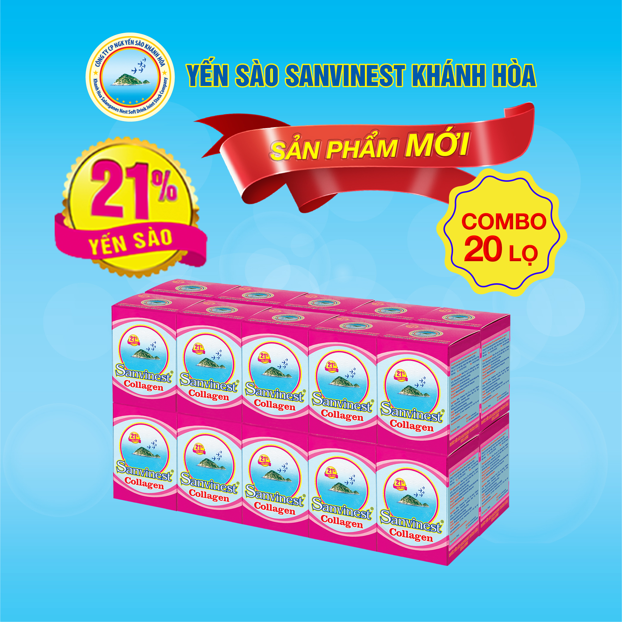 [Combo 20 lọ] Nước Yến sào Sanvinest Khánh Hòa Collagen lọ 70ml - S209