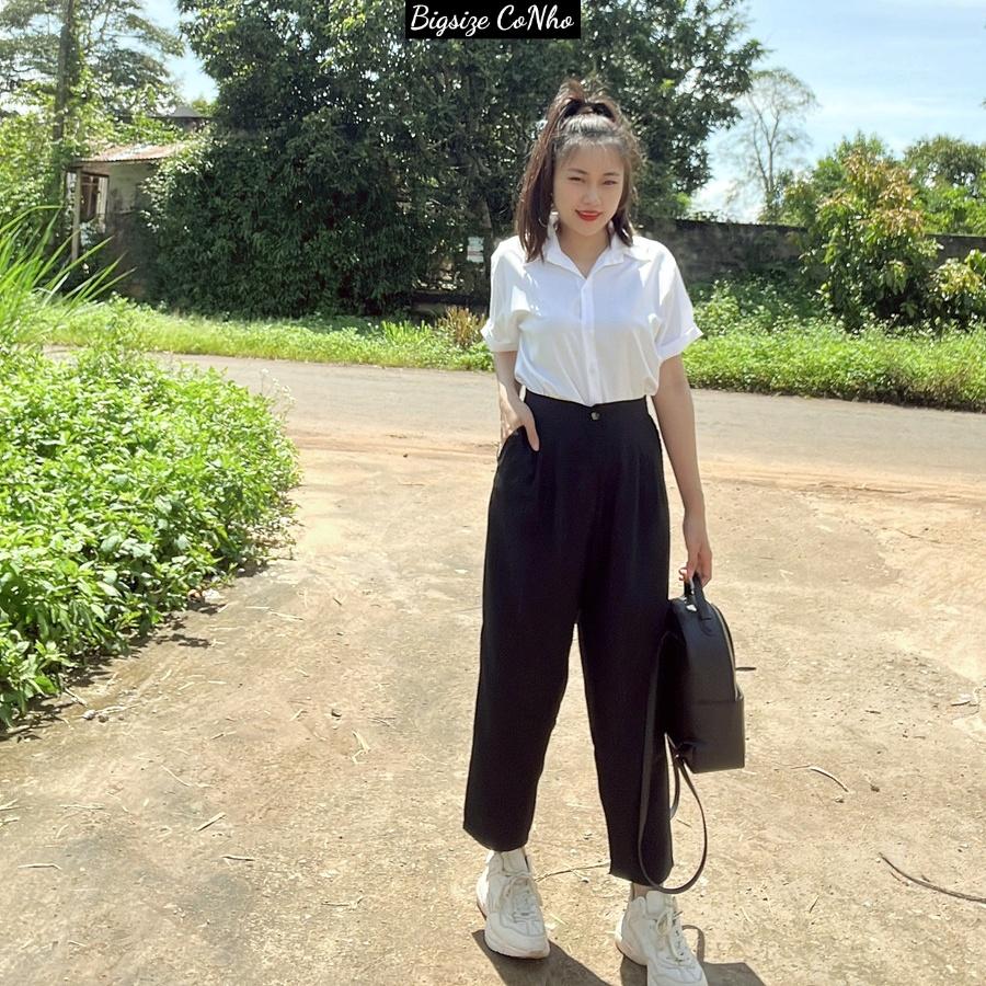 Áo sơ mi trắng bigsize nữ tay ngắn đi học đi làm SMHS
