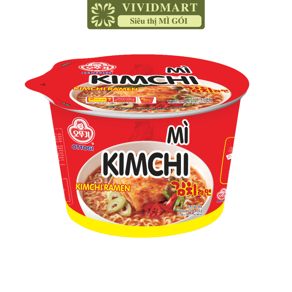 OTTOGI - Mì tô Ottogi hương vị Kim chi, Ottogi mì tô Kim chi Ottogi, Mì Kim chi Ottogi Hàn Quốc (105g/tô)