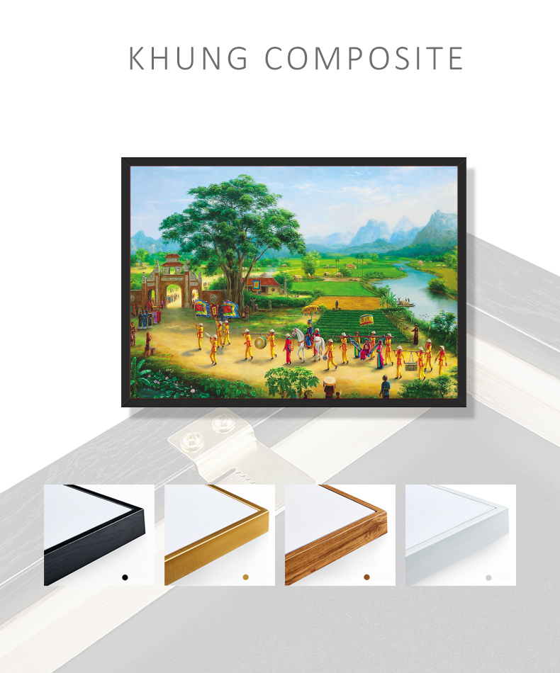 Tranh Sơn dầu Phong cảnh Làng quê Việt Nam nghệ thuật. , Khung hợp nhôm chống ẩm, bền, đẹp, nhiều kích thước. Phù hợp nhiều không gian sang trọng.