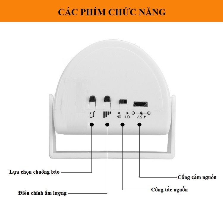 Thiết bị báo khách mở cửa thông minh cảm ứng hồng ngoại, thiết kế chắc chắn treo định vị Ver3 ( Tặng kèm 03 móc treo đồ chịu lực ngẫu nhiên )