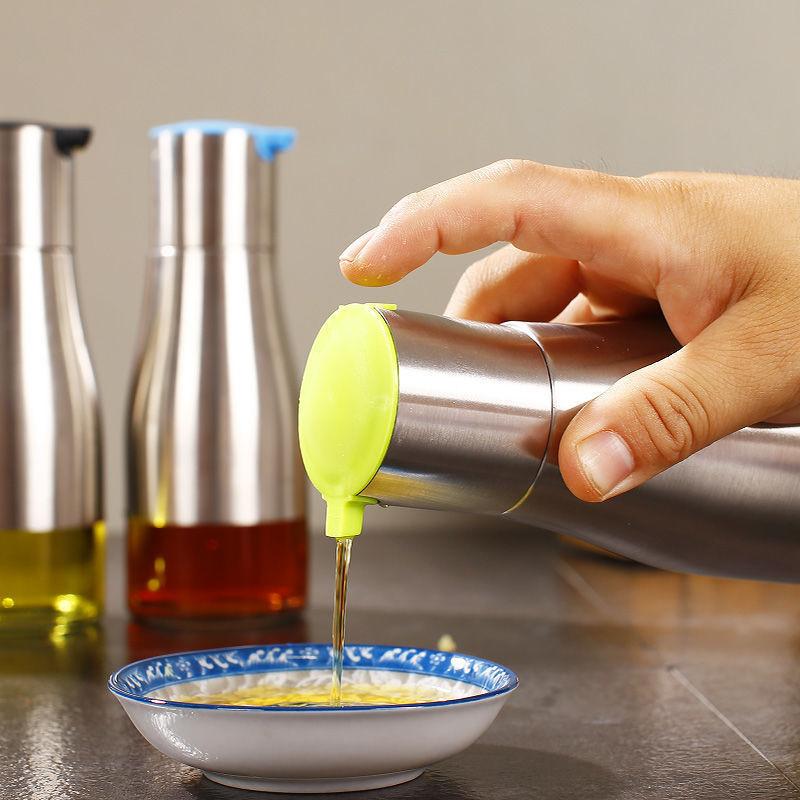 Thép bằng thép không gỉ lưu trữ dầu giấm chai bình chứa bình đựng nước sốt nước sốt ， màu đen