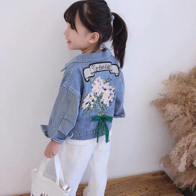 ÁO KHOÁC JEAN THÊU BÉ GÁI ảnh thật