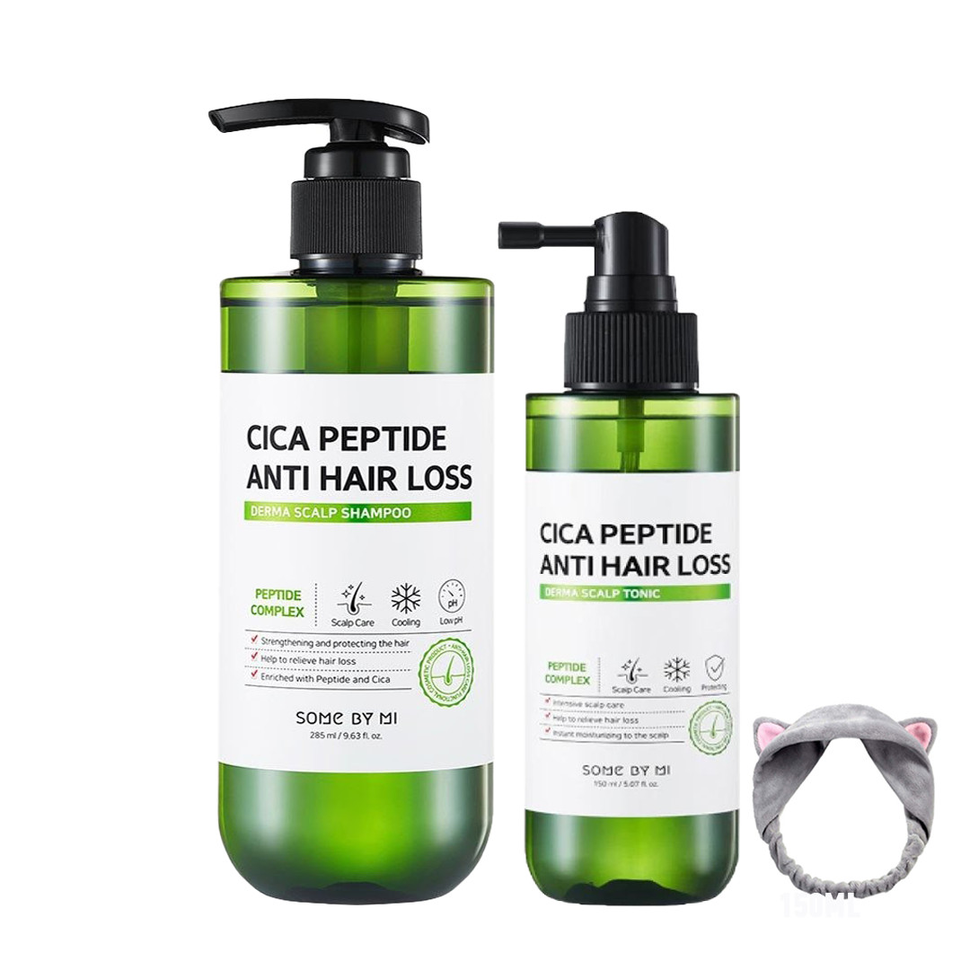 Combo Dầu Gội Và Xịt Dưỡng Ngăn Rụng Tóc Some By Mi Cica Peptide Anti Hair Loss Derma Scalp (Shampoo 285ml , Tonic 150ml )