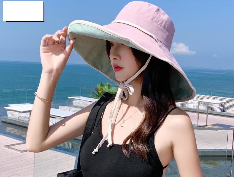 Hình ảnh Mũ nữ rộng vành chống nắng chống tia cực tím mới, nón nữ đội 2 mặt phong cách Hàn