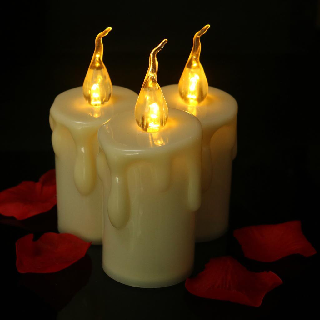 6x Electric LED Tealight Candle Flameless Pillar Candle Warm White 118mm
