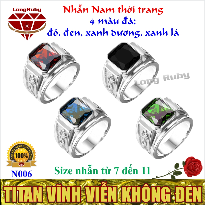 NHẪN NAM TITAN RỒNG ĐÁ XANH LÁ | NHẪN RỒNG NAM INOX - N006B