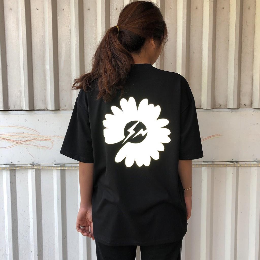 Áo Thun Phản Quang Hoa Cúc sấm sét Cotton 75%, Form rộng Unisex, nam nữ Đẹp KIS OFFICIAL