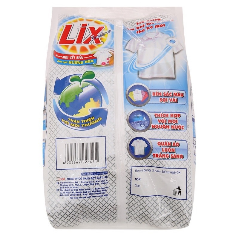 Bột Giặt Lix Extra Hương Hoa 560G EB560 - Tẩy Sạch Vết Bẩn Cực Mạnh