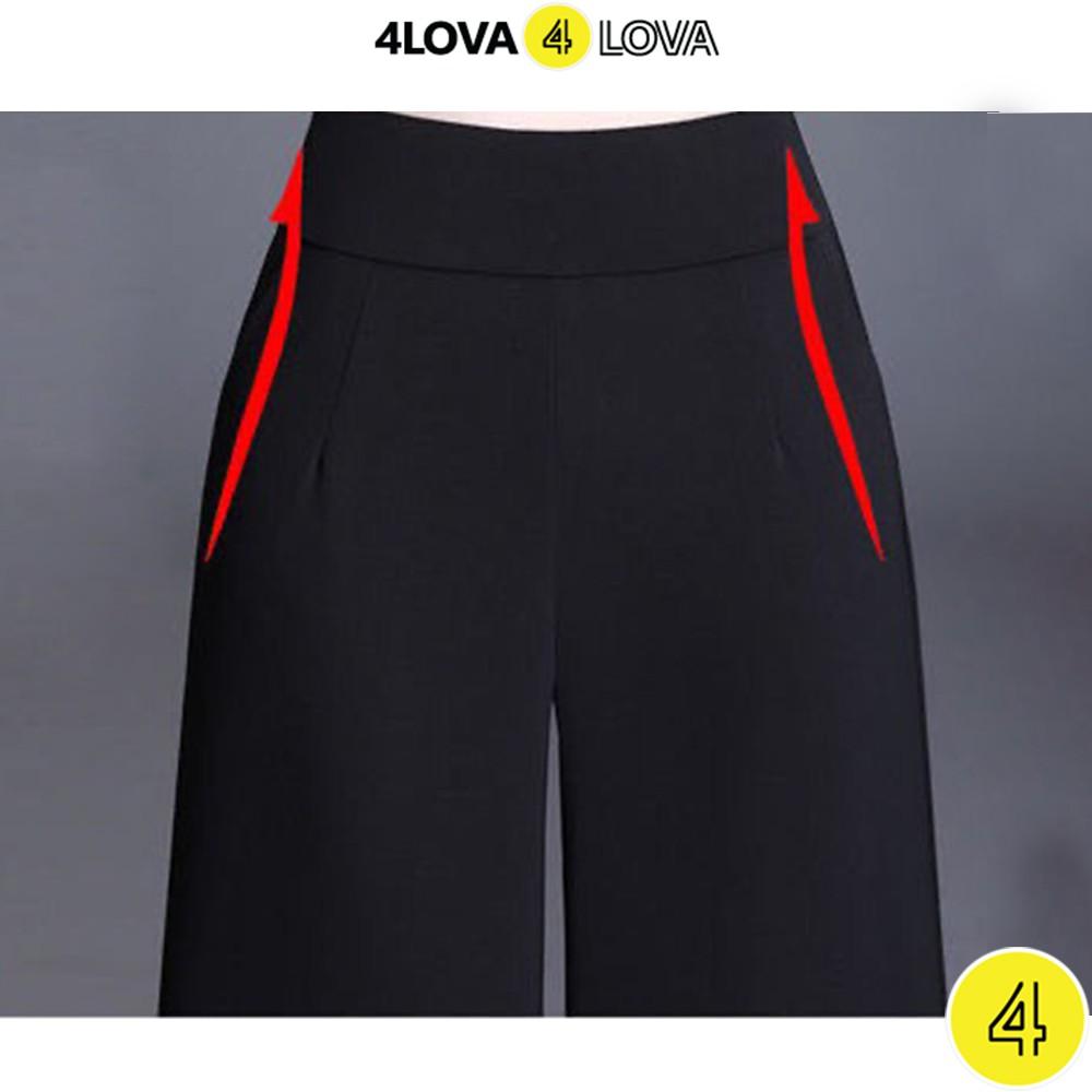 Quần tây ống rộng nữ dáng suông công sở basic 4LOVA Culottes dài khóa sườn cạp cao tôn dáng