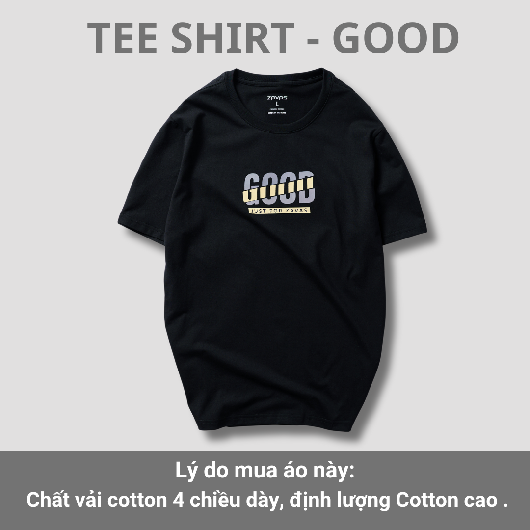 Áo thun nam cổ tròn GOOD chất vải cotton 4 chiều xuất xịn, mát mẻ, dày mịn sang trọng - ZAVAS