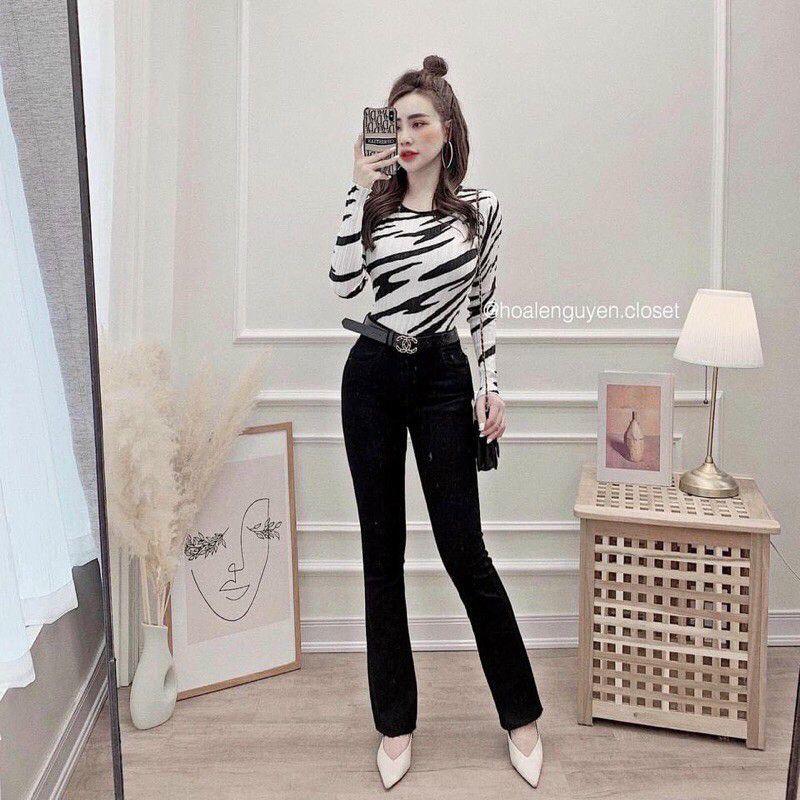 Quần Jean Nữ Dáng Loe, Rách Gấu – QJ02