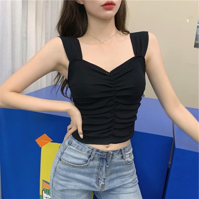 Áo 2 dây ngực xếp ly