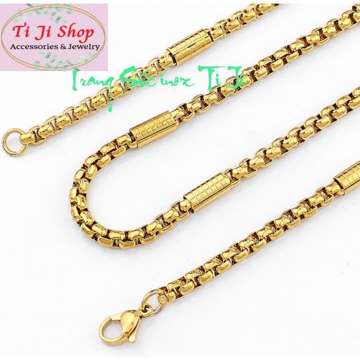 DÂY CHUYỀN NAM INOX 4LY MẠ VÀNG KIỂU BÔNG DỪA đẹp mà chất