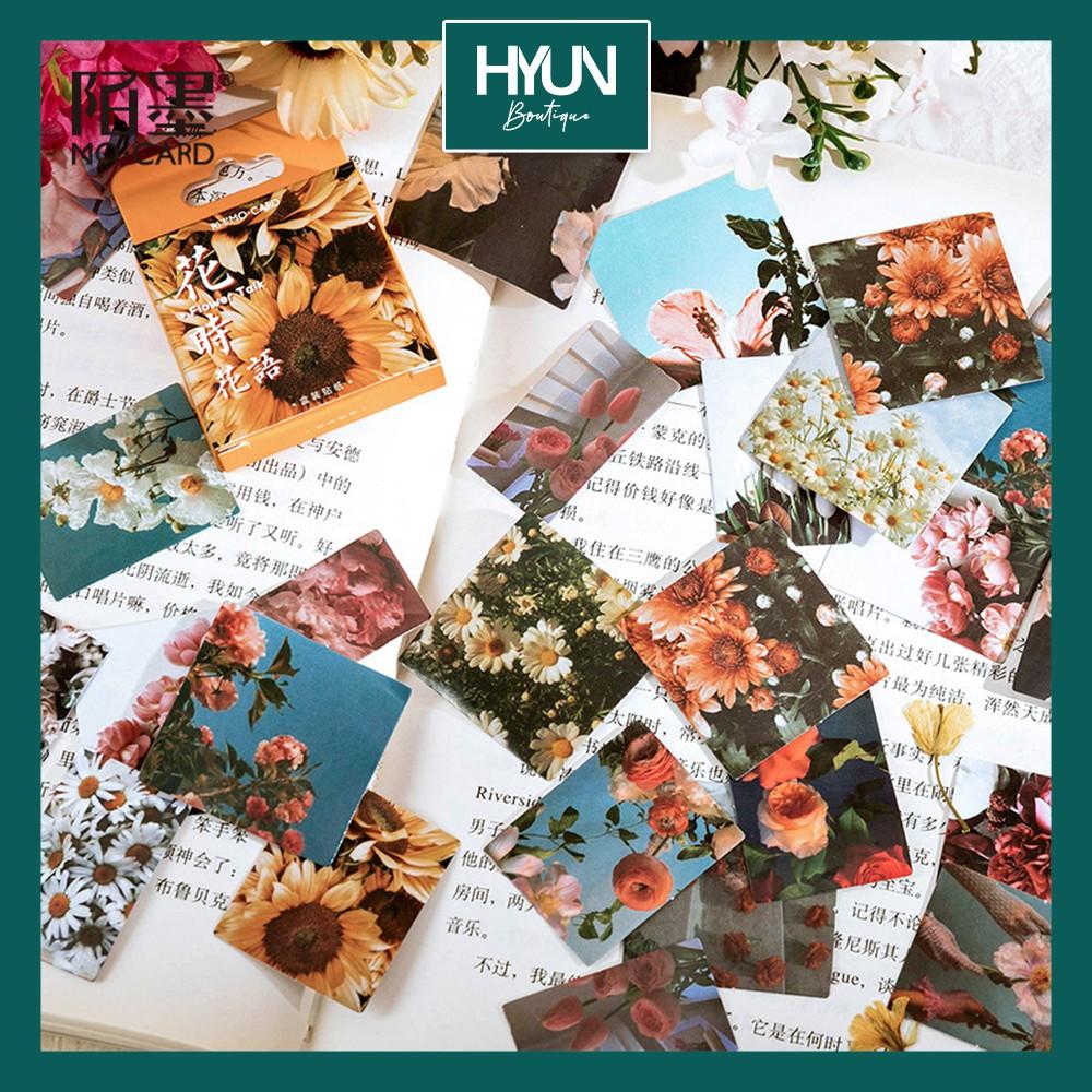 Hộp 46 Sticker dán họa tiết Hoa lá Vintage trang trí Sổ tay Bullet Journal DIY