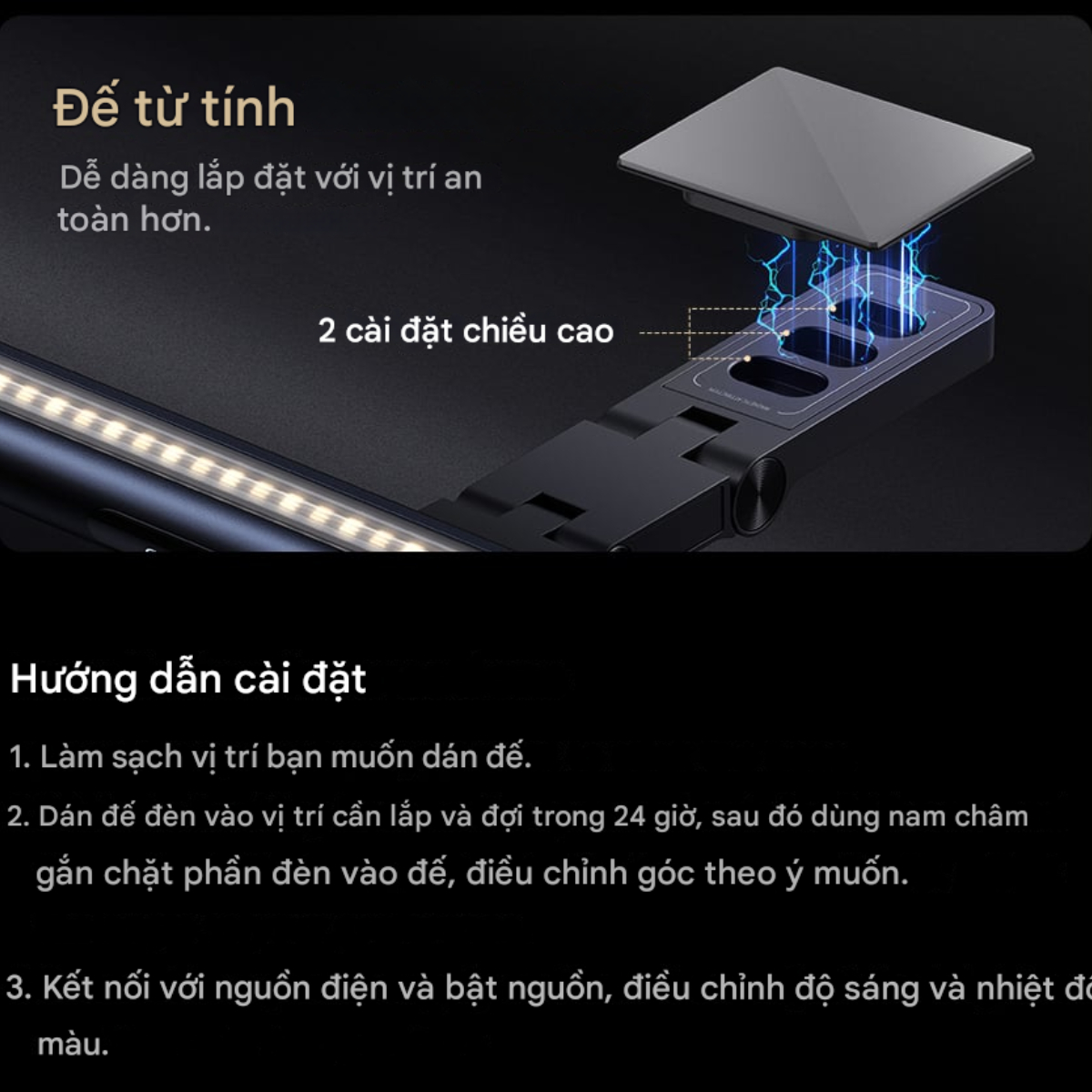 Đèn treo màn hình Baseus i-wok 3 Series Asymmetric Light Source Magnetic Screen Hanging Light (Ra > 95) - Hàng chính hãng
