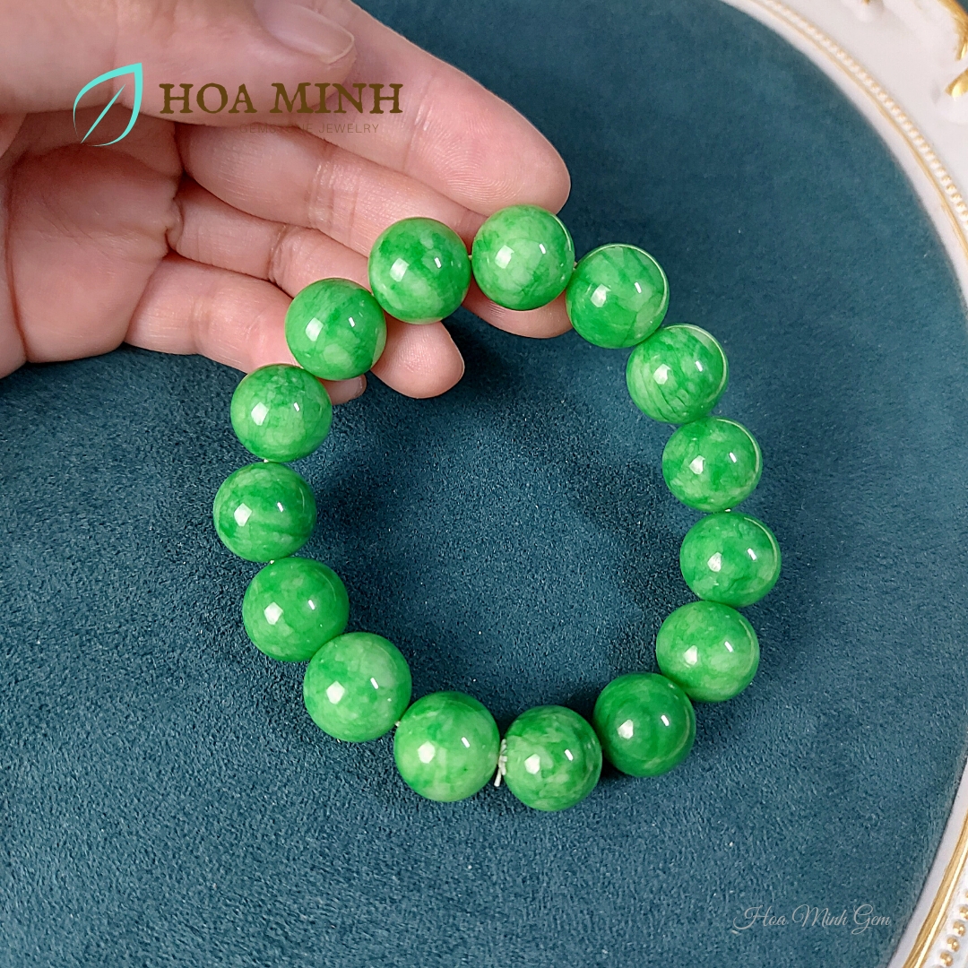 Vòng tay đá Cẩm Thạch Lý Táo size 14 li vòng tay phong thủy không kén mệnh