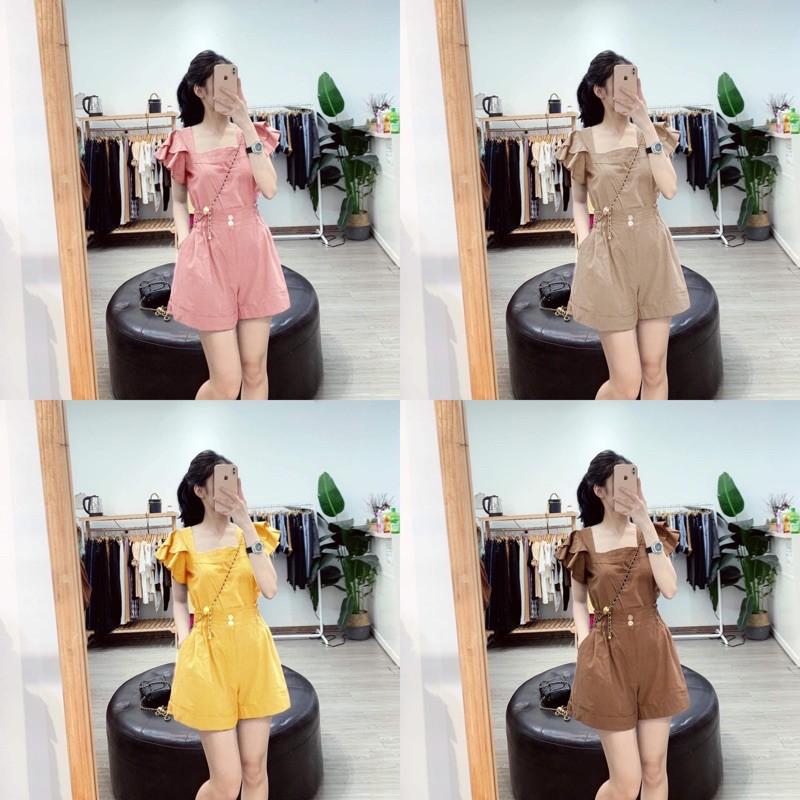 Bộ đũi tay bèo cổ vuông dáng jumtsuit quần cộc áo rời set đi biển dạo phố (SE007