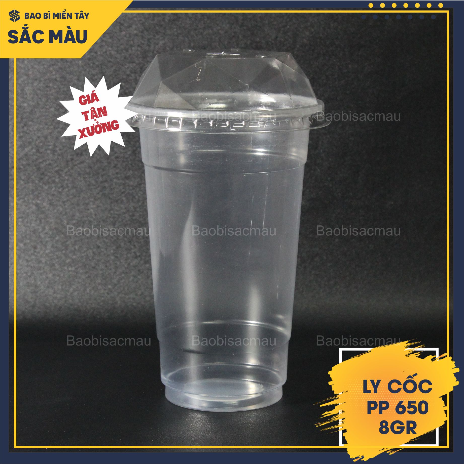 Sỉ 50 cốc nhựa/ ly nhựa PP 650 kèm nắp