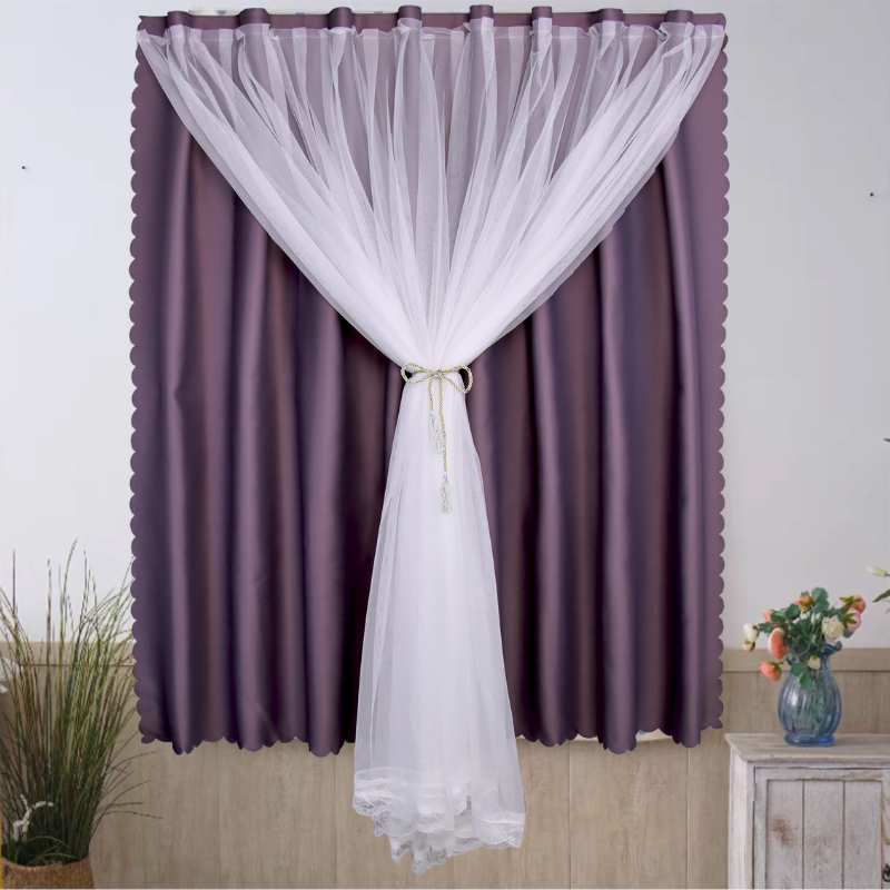 Rèm Khoen Lỗ, Khoen Ri Đô, Rèm Dán Hai Lớp MÀU TÍM THAN Chống Nắng Tốt, Kích Thước Đa Dạng