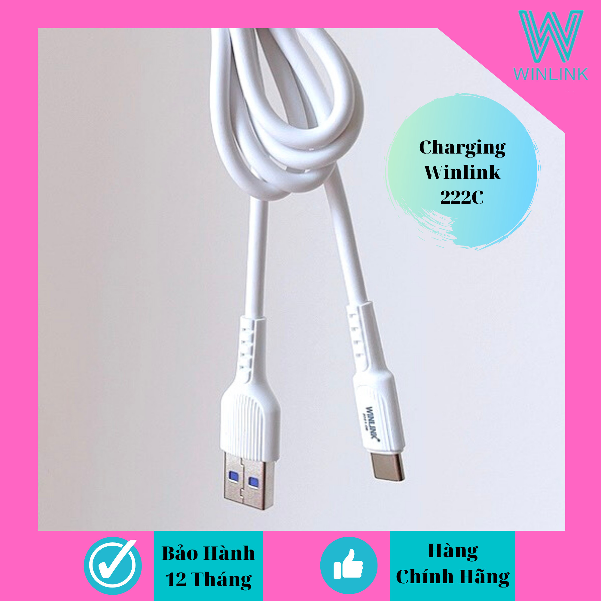 Dây sạc nhanh 222 hàng chính hãng Winlink đuôi USB - TYPE C