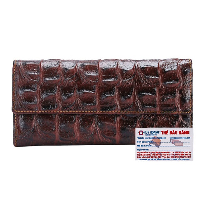Bóp nữ vân cá sấu Huy Hoàng vân lớn 3 gấp màu da, đen, nâu đất, nâu đỏ, vàng bò HC3151-52-53-54-55