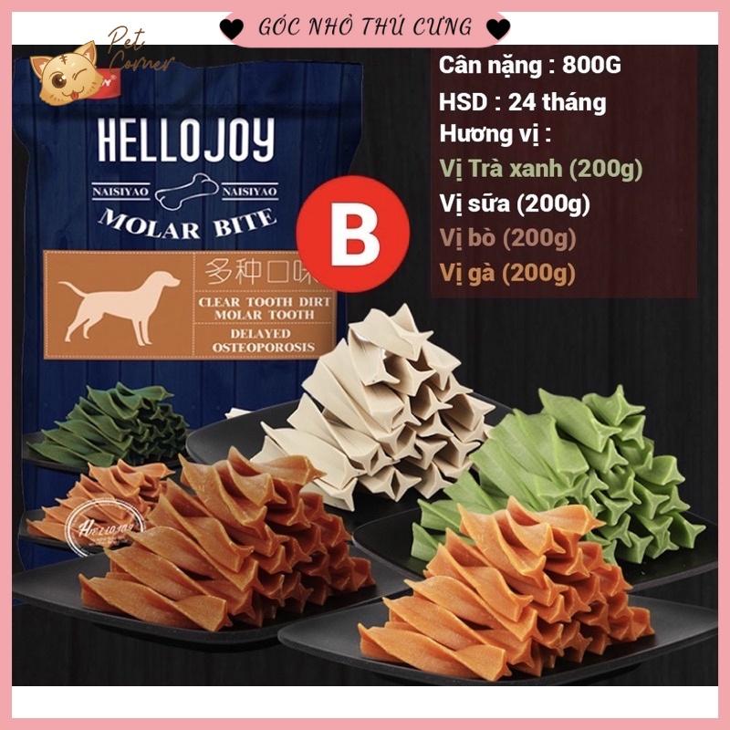 Xương gặm làm sạch răng cho chó Hello Joy gói 800gr