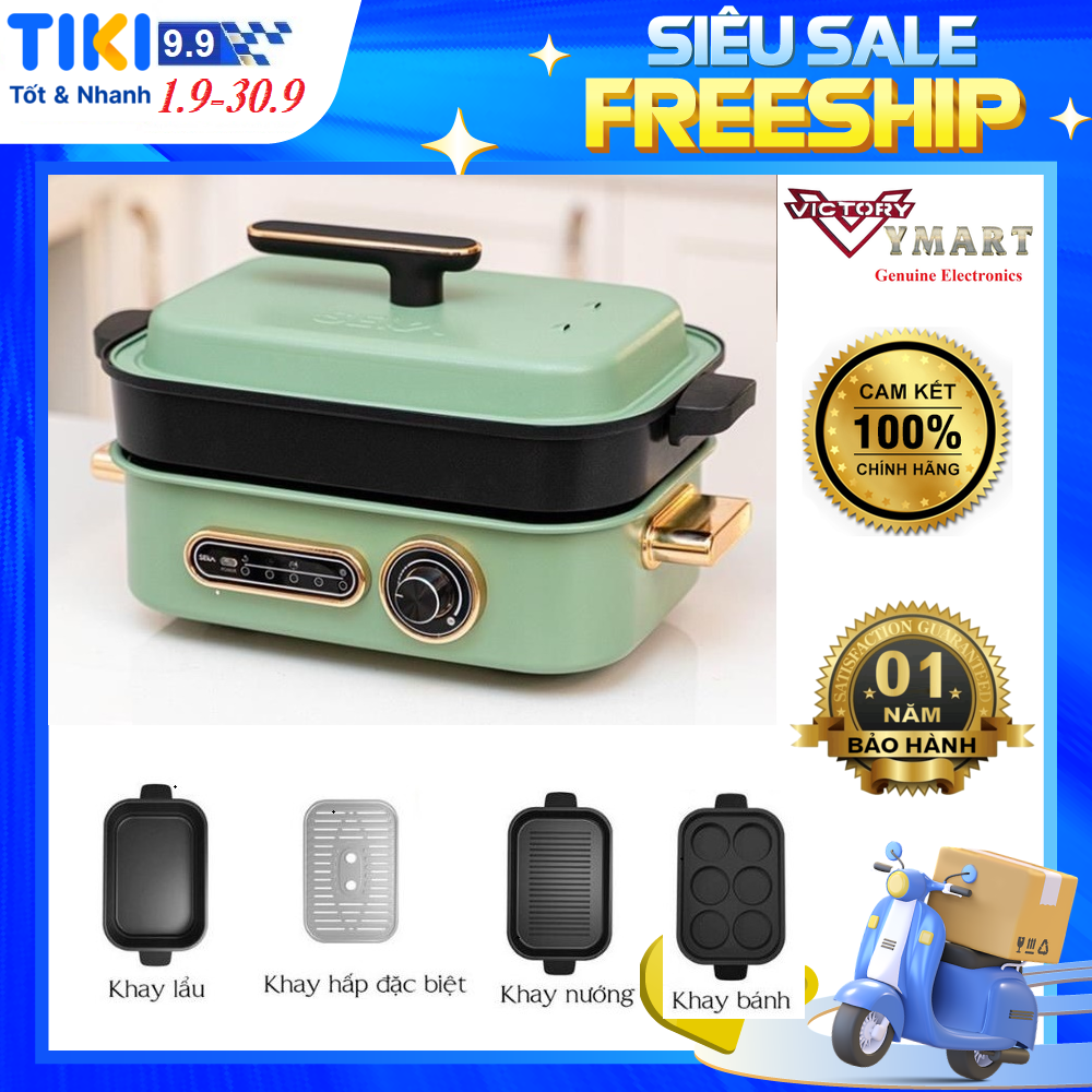 Nồi Lẩu Điện Đa Năng SEKA 1400W - Kết Hợp 4 Trong 1 - Kiểm Xoát Nhiệt Độ An Toàn, Làm Nóng Nhanh, Gia Nhiệt Đều, Lớp Phủ Chống Dính Ceramic Cao Cấp - HÀNG CHÍNH HÃNG.