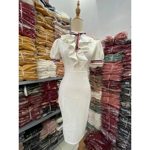 Đầm body umi bèo cổ