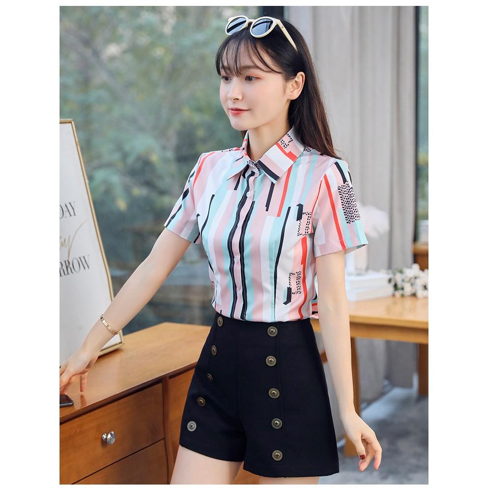 Áo sơ mi nữ công sở phối màu trẻ trung sm41
