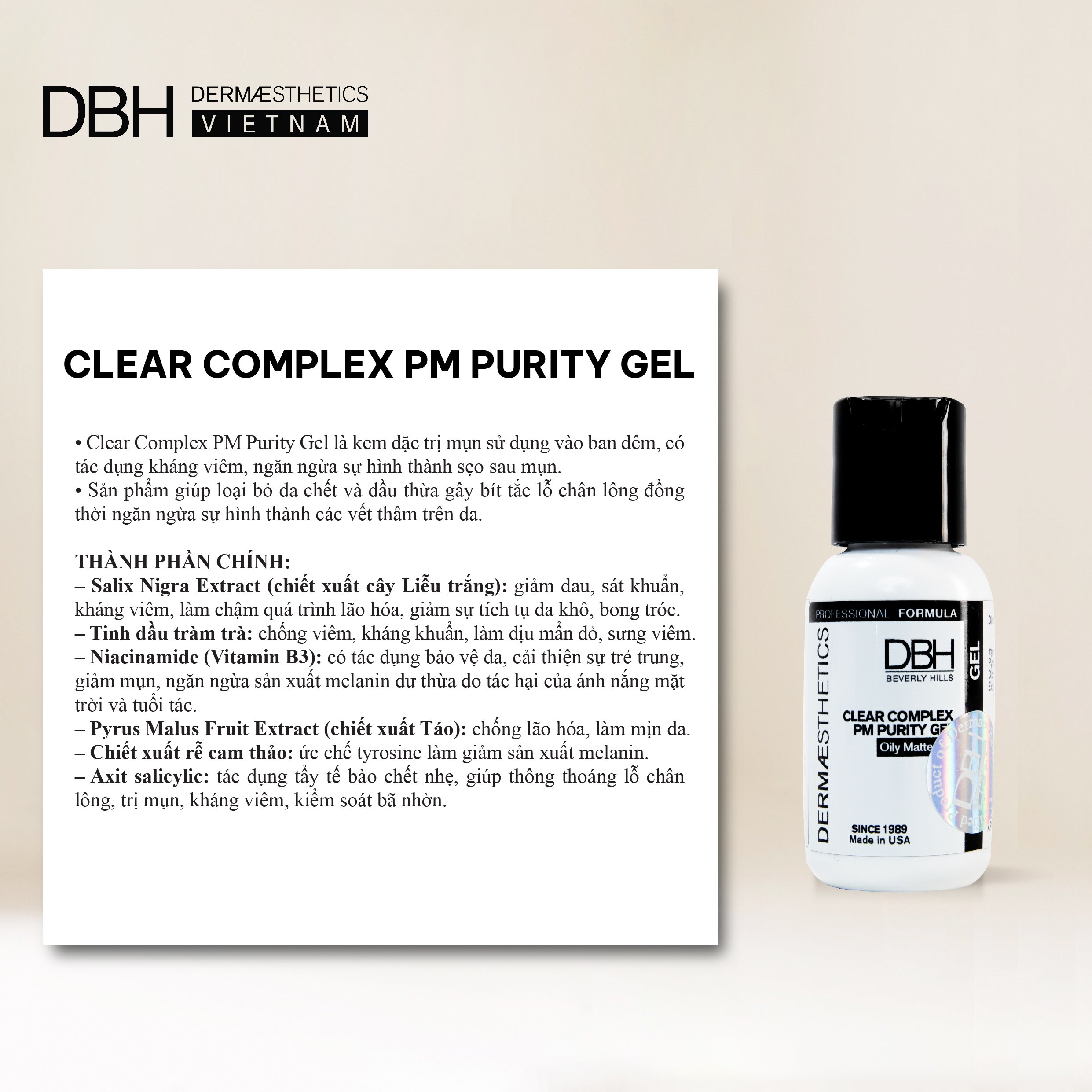 GEL DƯỠNG DA GIẢM BÃ NHỜN, NGĂN NGỪA MỤN CLEAR COMPLEX PURITY PM GEL