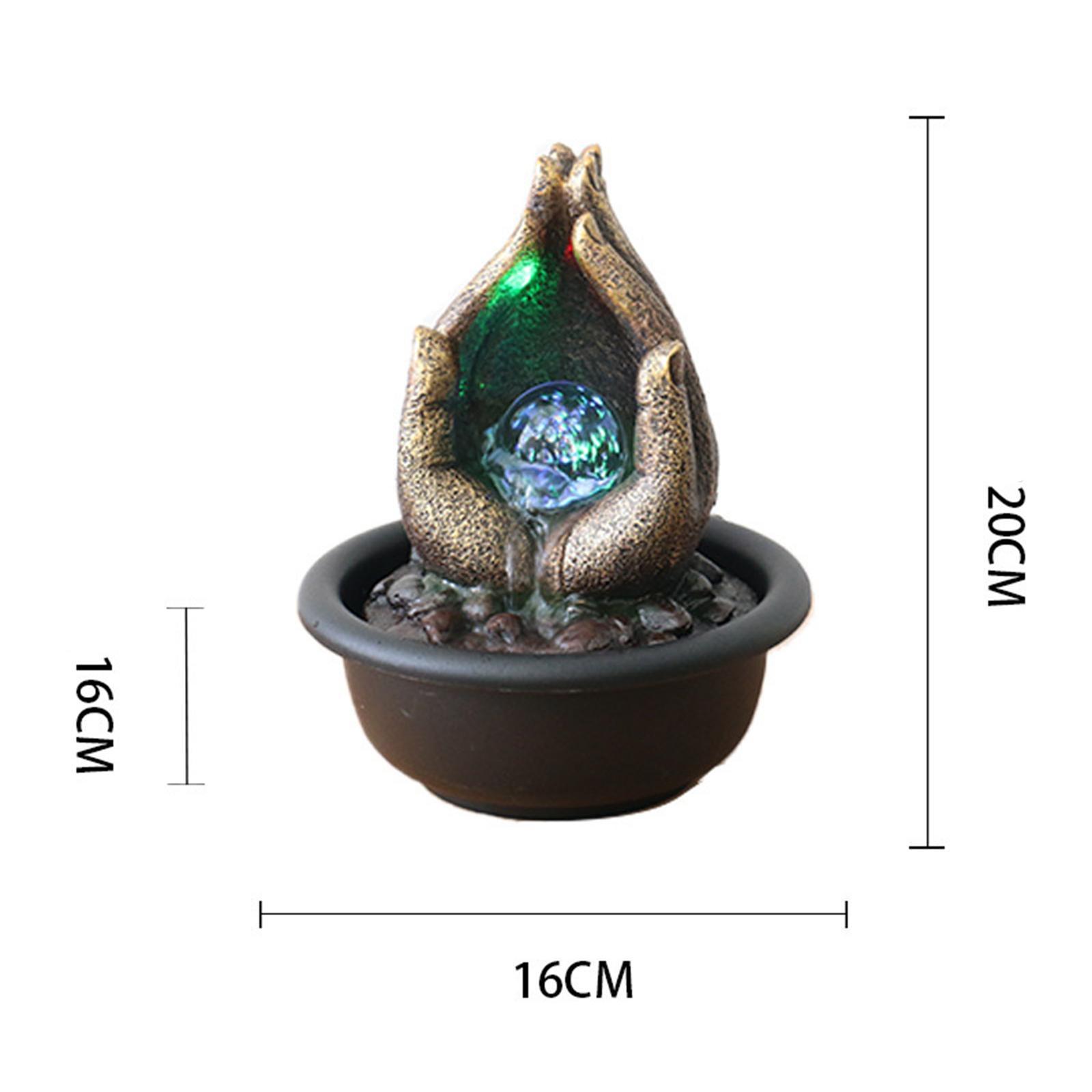 Tabletop Water Fountain, Indoor Water Fountain, Mini Feng Shui Led Resin Waterfall Fountain, for Home Indoor Bedroom Decoration Gift